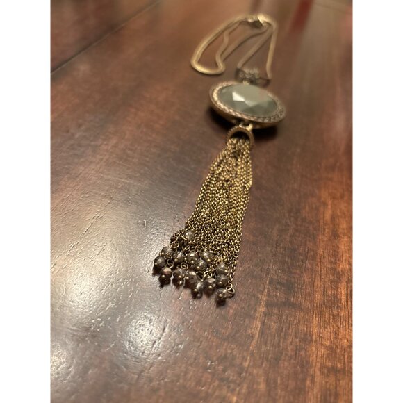 Cold water Creek Long Reversible Tassel Pendant Necklace Green Red - Picture 4 of 10